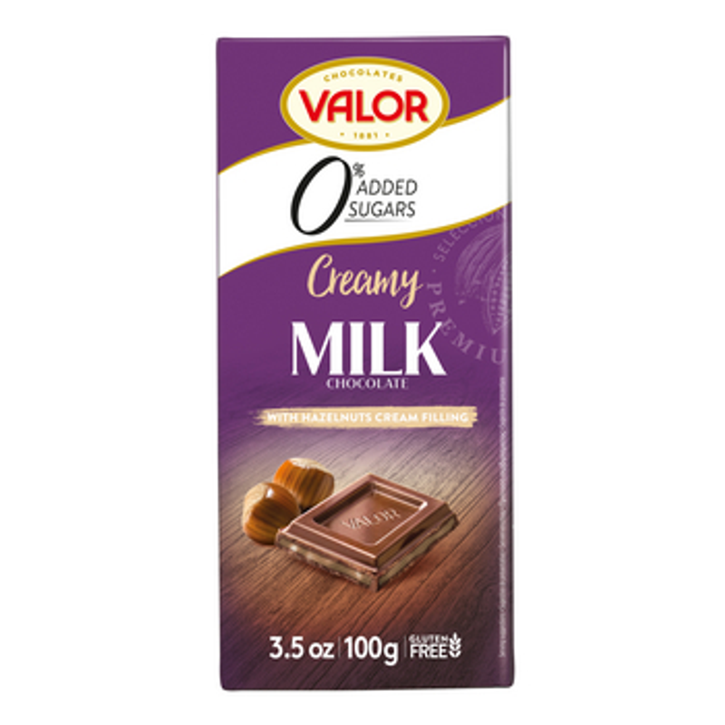 VALOR Czekolada mleczna z nadzieniem o smaku orzechowym 100 g